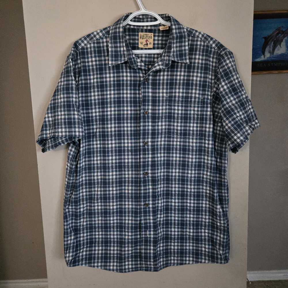 5 for $25 RedHead Navy Plaid Men's Casual Shirt Large